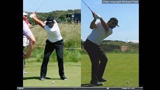 Jon Rahm golf swing  Long Iron faceon amp downtheline July 2017 [upl. by Xirdnek]