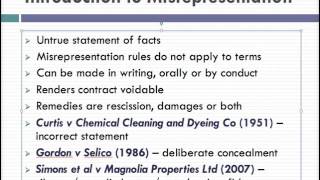 Misrepresentation Lecture 1 of 4 [upl. by Balthasar493]